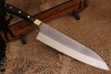 Нож серии east-west "Сантоку" Bohler N690, рукоять коричневая карельская береза.