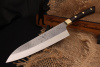 Нож серии east-west "Сантоку" Bohler N690, рукоять коричневая карельская береза.